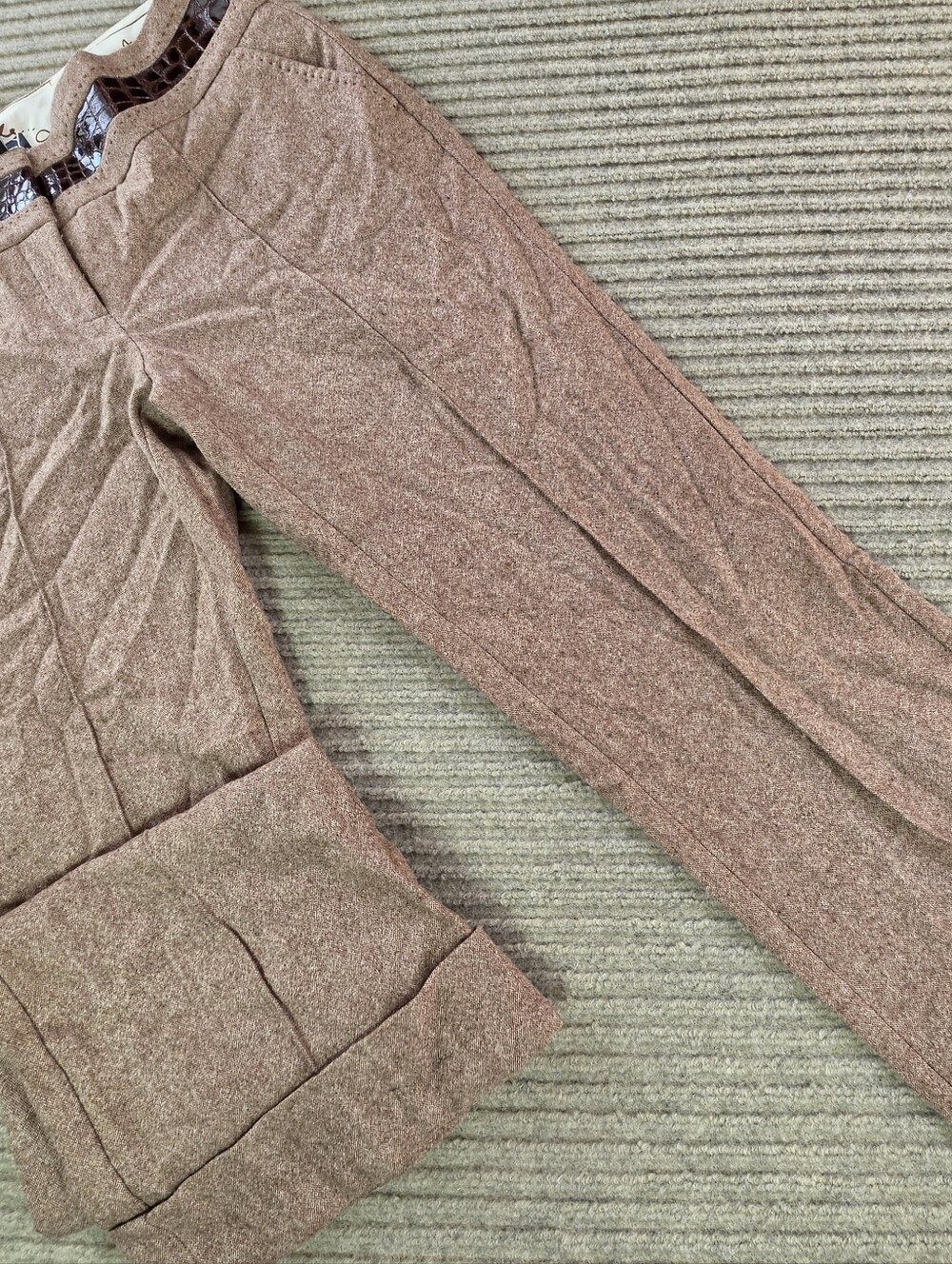 Bebe Women's Y2k Wool Tweed Dress Pant, Size 10 Flared Croc Embossed NWT